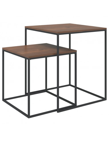 Set di Tavolini 2 pz in Legno Multistrato e Metallo