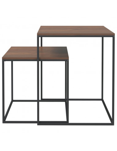 Set di Tavolini 2 pz in Legno Multistrato e Metallo