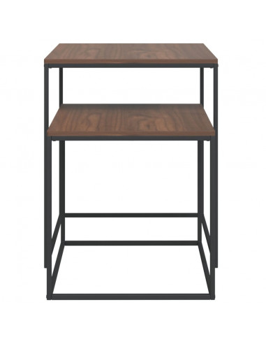 Set di Tavolini 2 pz in Legno Multistrato e Metallo