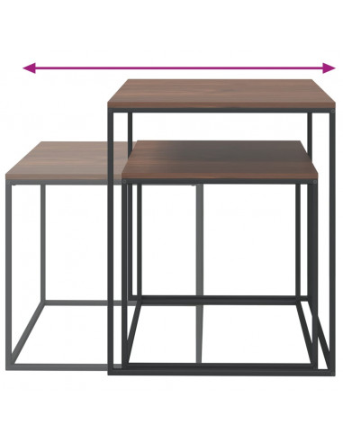 Set di Tavolini 2 pz in Legno Multistrato e Metallo