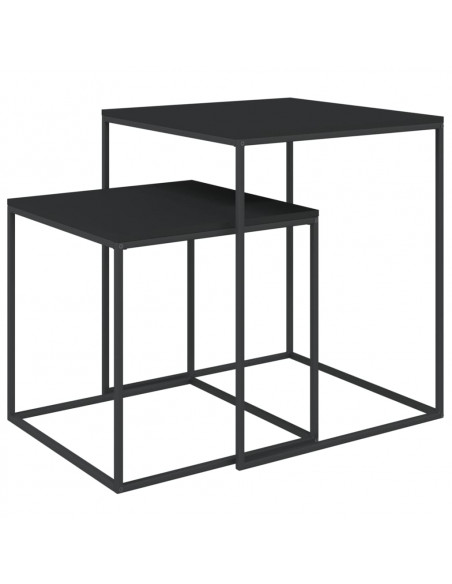 Set di Tavolini 2 pz in Legno Multistrato e Metallo