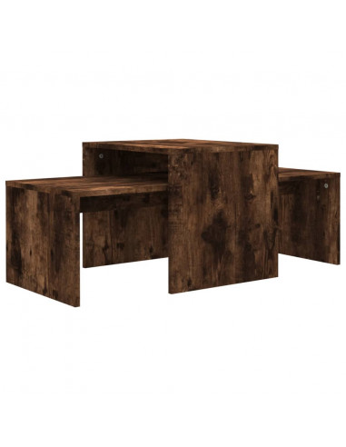 Set Tavolini Salotto Rovere Fumo 100x48x40 cm Legno Multistrato