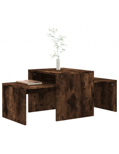 Set Tavolini Salotto Rovere Fumo 100x48x40 cm Legno Multistrato