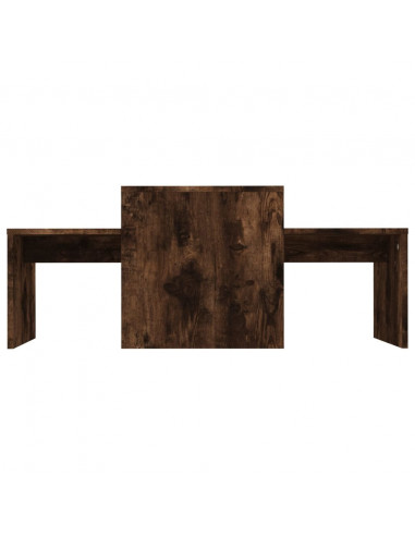 Set Tavolini Salotto Rovere Fumo 100x48x40 cm Legno Multistrato