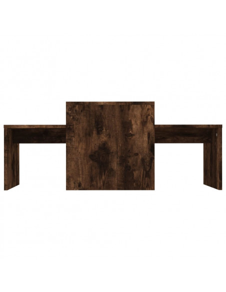 Set Tavolini Salotto Rovere Fumo 100x48x40 cm Legno Multistrato