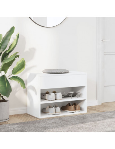Panca Portascarpe Bianca 60x30x45cm in Truciolato