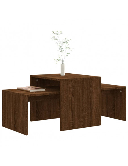 Set Tavolini Salotto Rovere Marrone 100x48x40 cm Multistrato