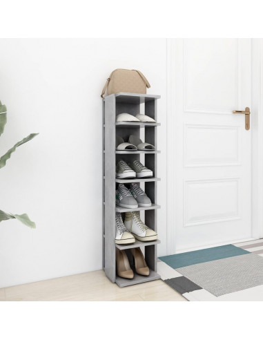 Scarpiera Grigio Cemento 27,5x27x102 cm in Legno Multistrato