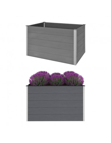 Letto Rialzato da Giardino in WPC 150x100x91 cm Grigio