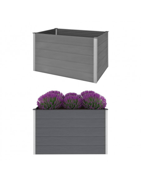 Letto Rialzato da Giardino in WPC 150x100x91 cm Grigio
