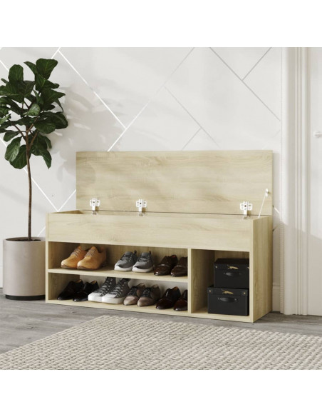 Panca Portascarpe Rovere Sonoma 105x30x45 cm in Truciolato