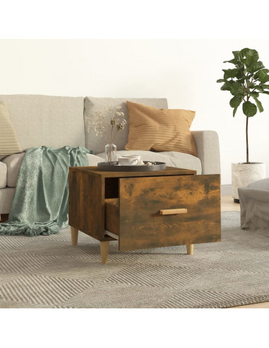 Tavolino da Salotto Rovere Fumo 50x50x40 cm Legno Multistrato