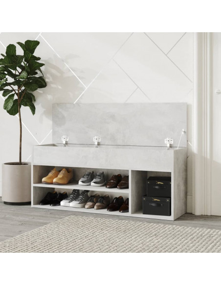 Panca Portascarpe Grigio Cemento 105x30x45 cm in Truciolato