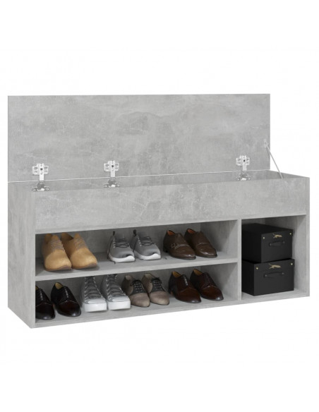 Panca Portascarpe Grigio Cemento 105x30x45 cm in Truciolato