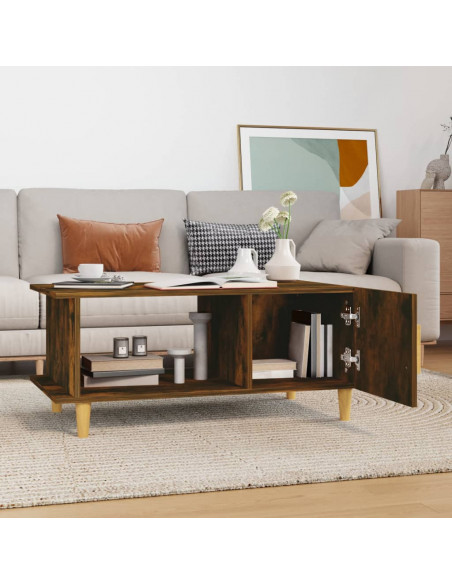 Tavolino da Salotto Rovere Fumo 90x50x40cm in Legno Multistrato