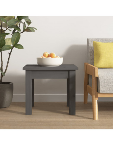 Tavolino da Salotto Grigio 35x35x30 cm Legno Massello di Pino