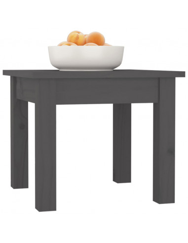Tavolino da Salotto Grigio 35x35x30 cm Legno Massello di Pino