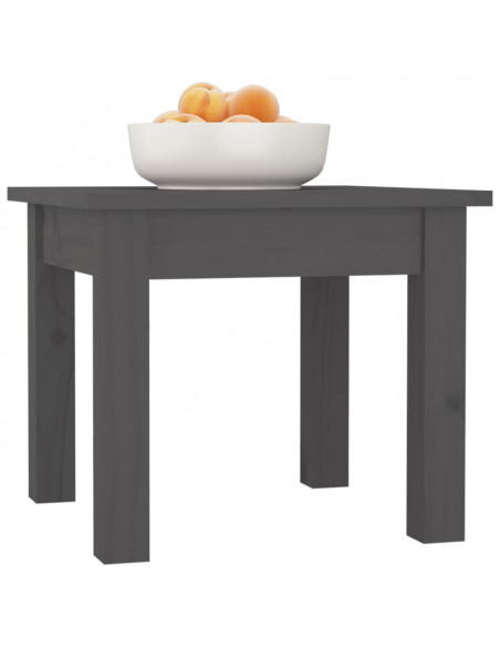 Tavolino da Salotto Grigio 35x35x30 cm Legno Massello di Pino
