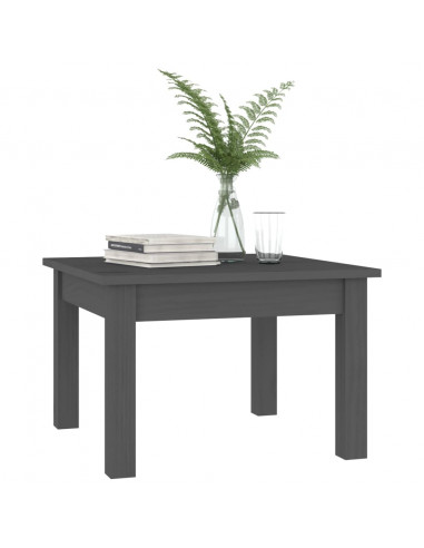 Tavolino da Salotto Grigio 45x45x30 cm Legno Massello di Pino
