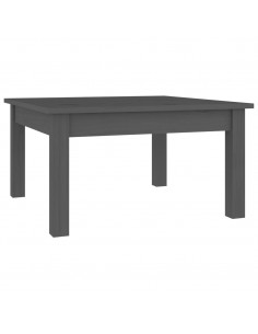 Tavolino da Salotto Grigio 55x55x30 cm Legno Massello di Pino 2