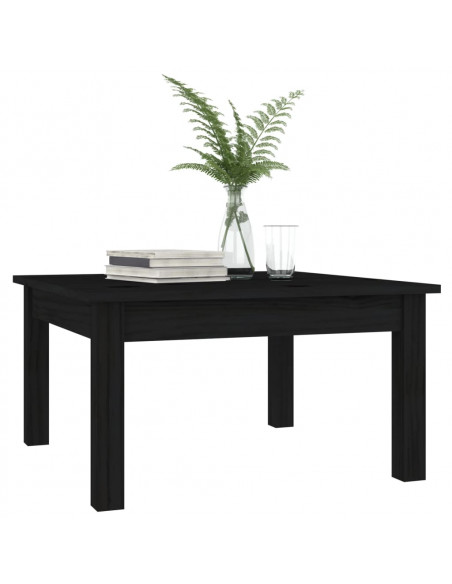 Tavolino da Salotto Nero 55x55x30 cm Legno Massello di Pino