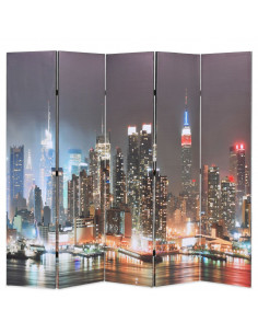 Paravento Pieghevole 200x170 cm Stampa New York di Notte 2