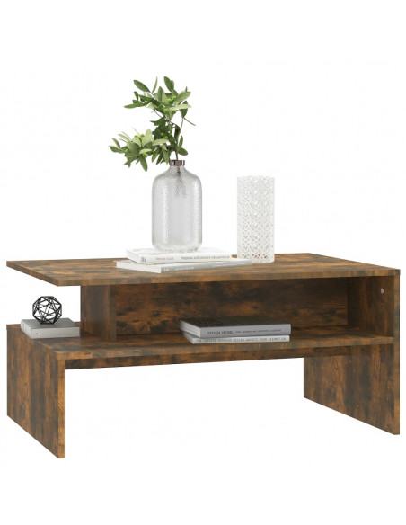 Tavolino da Salotto Rovere Fumo 90x60x42,5 cm Legno Multistrato