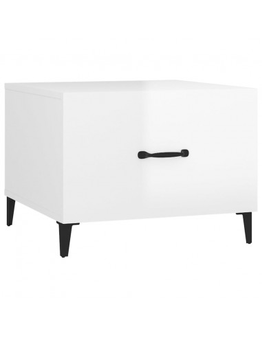 Tavolino Salotto con Gambe in Metallo Bianco Lucido 50x50x40cm