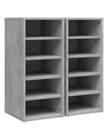 Scarpiere 2 pz Grigio Cemento 31,5x35x70 cm in Truciolato