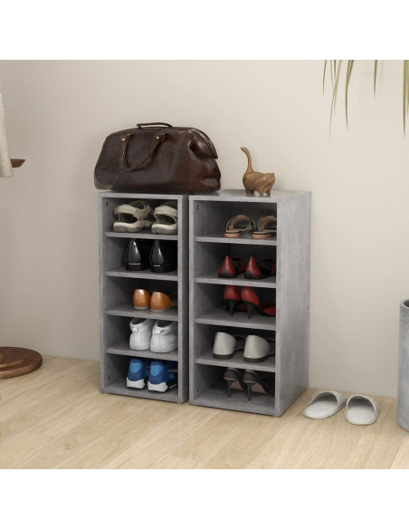 Scarpiere 2 pz Grigio Cemento 31,5x35x70 cm in Truciolato