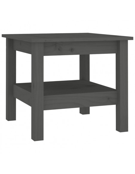 Tavolino da Salotto Grigio 45x45x40 cm Legno Massello di Pino