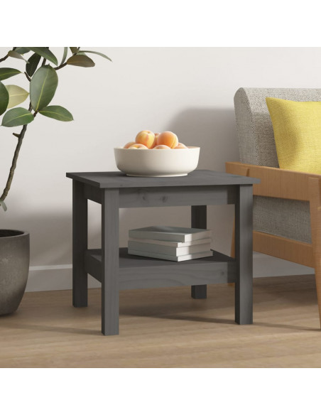 Tavolino da Salotto Grigio 45x45x40 cm Legno Massello di Pino