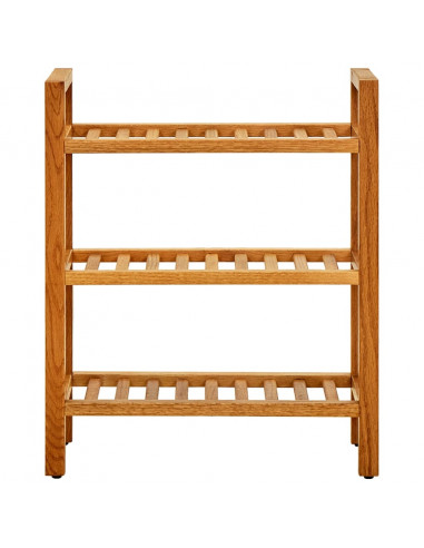 Scarpiera con 3 Ripiani 50x27x60 cm in Legno Massello di Rovere