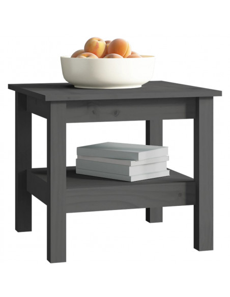Tavolino da Salotto Grigio 45x45x40 cm Legno Massello di Pino