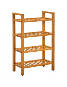 Scarpiera con 4 Ripiani 50x27x80 cm in Legno Massello di Rovere 2