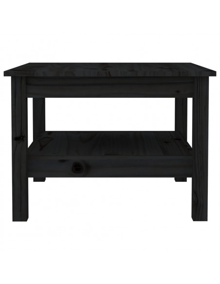 Tavolino da Salotto Nero 55x55x40 cm Legno Massello di Pino