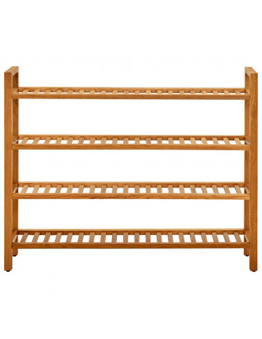 Scarpiera con 4 Ripiani 100x27x80cm in Legno Massello di Rovere