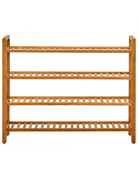 Scarpiera con 4 Ripiani 100x27x80cm in Legno Massello di Rovere