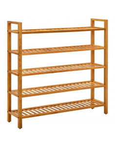Scarpiera con 5 Ripiani 100x27x100 cm in Massello di Rovere 2