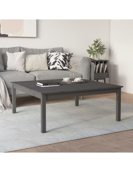 Tavolino da Salotto Grigio 100x100x40 cm Legno Massello di Pino
