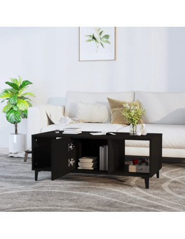 Tavolino da Salotto Nero 102x50x40 cm in Legno Multistrato