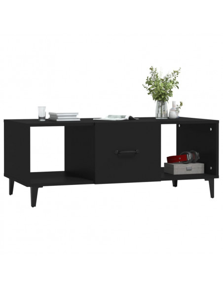 Tavolino da Salotto Nero 102x50x40 cm in Legno Multistrato