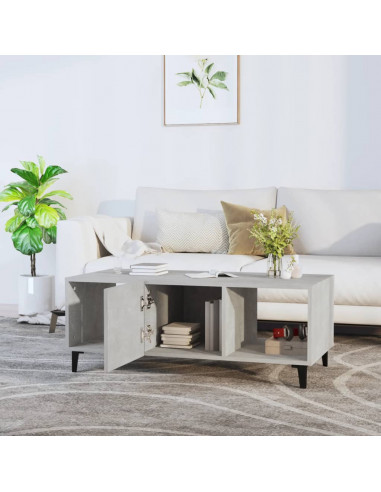 Tavolino Salotto Grigio Cemento 102x50x40 cm Legno Multistrato