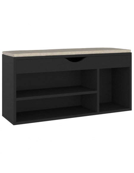 Panca Porta Scarpe con Cuscino Nera 104x30x49cm Multistrato