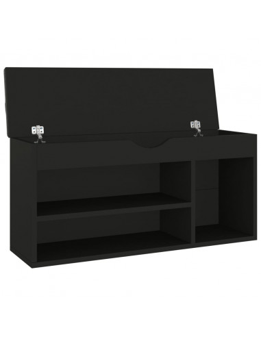 Panca Porta Scarpe con Cuscino Nera 104x30x49cm Multistrato