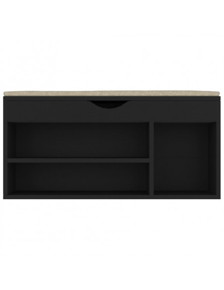 Panca Porta Scarpe con Cuscino Nera 104x30x49cm Multistrato