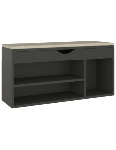 Panca Porta Scarpe con Cuscino Grigia 104x30x49cm Multistrato 2