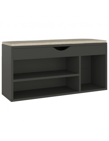 Panca Porta Scarpe con Cuscino Grigia 104x30x49cm Multistrato