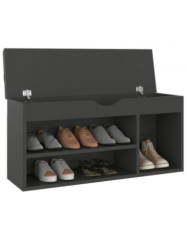 Panca Porta Scarpe con Cuscino Grigia 104x30x49cm Multistrato