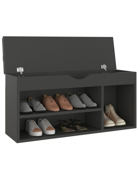 Panca Porta Scarpe con Cuscino Grigia 104x30x49cm Multistrato